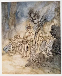Treten bestimmte Schnitter ein, richtig gekleidet, Illustration aus William Shakespeares Der Sturm, veröffentlicht 1926