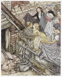 „Gerade als der Schweinehirt den sechsundachtzigsten Kuss nahm“, Illustration zu „Der Schweinehirt“ von Hans Christian Andersen