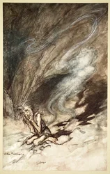 Mime windet sich unter den Schlägen, die er erhält, 1910
