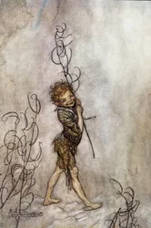 Die Figur Puck aus dem Schauspiel. Illustration zu „Ein Sommernachtstraum“ von William Shakespeare