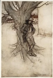 Rips Sohn, ein genaues Abbild von ihm selbst, als er den Berg hinaufging., aus Rip Van Winkle von Washington Irving, veröffentlicht 1910
