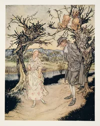 Im Zwielicht schlendernd, aus Die Legende von Sleepy Hollow von Washington Irving (1783 - 1859), veröffentlicht 1928