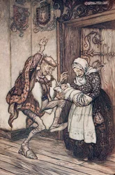 Der König konnte sich vor Freude nicht fassen, aus Die Märchen der Brüder Grimm, veröffentlicht 1909