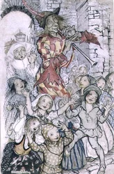 Der Rattenfänger von Hameln, Illustration zum Gedicht von Robert Browning (1812-89), veröffentlicht 1934