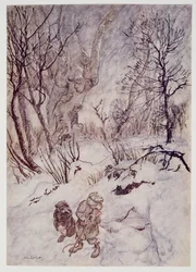 Die Ratte überlegte eine Weile und untersuchte die Hügel und Hänge, die sie umgaben, aus Wind in den Weiden von Kenneth Grahame (1859 - 1932), veröffentlicht 1940
