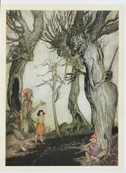 Die Bäume und die Axt, Illustration aus „Äsops Fabeln“, veröffentlicht von Heinemann, 1912