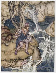 Diese Musik kroch an mir vorbei auf dem Wasser, Illustration aus William Shakespeares Der Sturm, veröffentlicht 1926