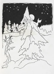 Zwei Baum-Männer in einem verschneiten Wald
