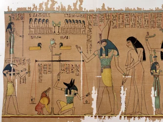 Kunst Ägypten: das Wiegen der Seele - Die Götter Anubis und Thot. Anhai Simile College
