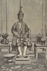 Chulalongkorn oder Rama V (1853-1910). Fünfter Monarch von Siam unter dem Haus Chakri. Gravur. Private Sammlung
