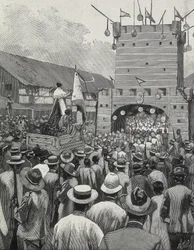Philippinen (1899). Protest in Manila. (Stich)
