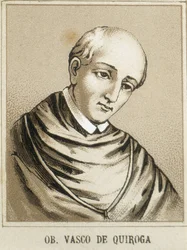 QUIROGA, Vasco de (1470-1565). Erster Bischof von Michoacan, Mexiko und einer der Richter (oidores) in der zweiten Audiencia, die Neuspanien regierte. Lithographie.
