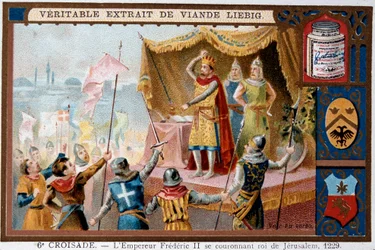 Sechster Kreuzzug - Kaiser Friedrich II. des Heiligen Römischen Reiches (1194-1250) krönt König von Jerusalem