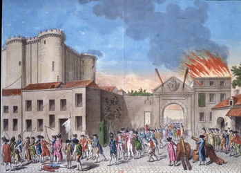 Erstürmung der Bastille durch eine Menge am 14. Juli 1789, in der Französischen Revolution