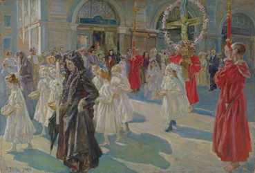 Fronleichnamsprozession auf der Piazza Grande in Triest
