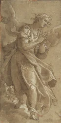 Ein stehender Engel und zwei Cherubim, ca. 1566