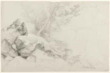 Studie von Felsen mit Bäumen, Hague, Lake George, New York, 1862