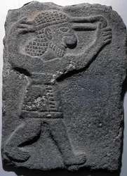 Figur, die eine Schleuder schießt, Tel Halaf