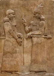 Sargon II. und ein Würdenträger, Relief aus König Sargons Palast in Khorsabad, ca. 716-713 v. Chr.