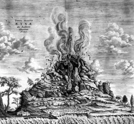 Der Ätna im Jahr 1637 - in „Die Unterwelt“ von Athanasi Kircheri