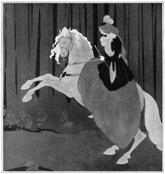 Eine Frau auf einem steigenden Pferd