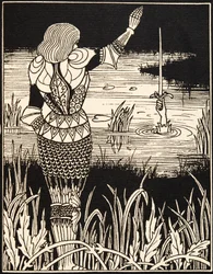 Wie Sir Bedivere das Schwert Excalibur ins Wasser warf