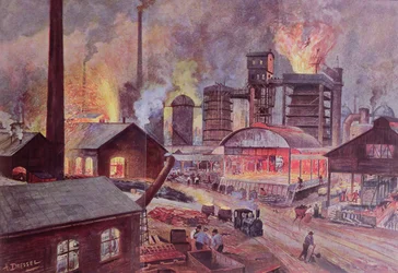 Fabrik mit Hochofen, aus einer Buchreihe über L