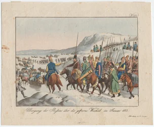 Die russische Armee überquert die Weichsel im Januar 1813, ca. 1815