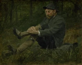 Der Architekt Thorvald Bindesbøll in einem Tannenwald auf Kullen