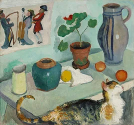Der Geist im Hausgestühl: Stillleben mit Katze