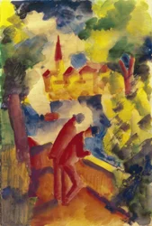 Männer auf der Straße am See
