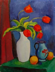 Rote Tulpen in weißer Vase