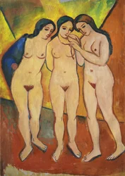 Drei Akte, orange und rot, 1912