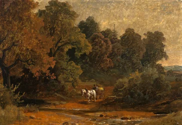 Herbstlandschaft mit Pferdewagen