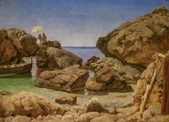 Felsenküste bei Capri mit einem malenden Künstler
