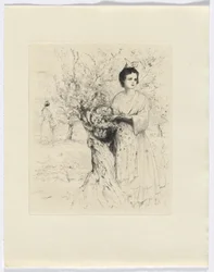 Frédéric Mistral: Mémoires et Recits von Frédéric Mistral: Frau draußen mit einem Korb voller Blumen (Einlage nach S. 192)