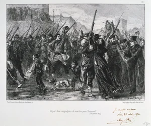 Französische Soldaten auf dem Weg nach Buzenval, Belagerung von Paris, Deutsch-Französischer Krieg, 18. Januar 1871