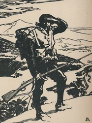 Chasseur Alpin, der die Rheinebene betrachtet, 1919