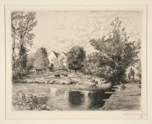 Alte Fußbrücke, Ufer des kleinen Morin