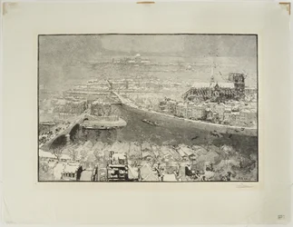 Paris unter dem Schnee, vom Turm von St. Gervais aus gesehen
