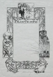 Pariser Almanach, 1897: Dekorativer Rand, Frühling, 1897