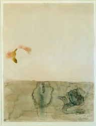 Akt mit einer Schlange (Aquarell und Bleistift).