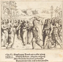 David wird nach dem Töten Goliaths begrüßt, und Sauls Eifersucht