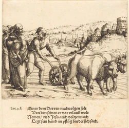 Niemand, der seine Hand an den Pflug legt und zurückblickt, ist ein Nachfolger Christi, 1549