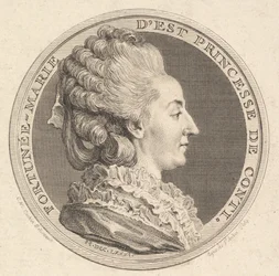Druck eines Porträtmedaillons von Fortunée-Marie d