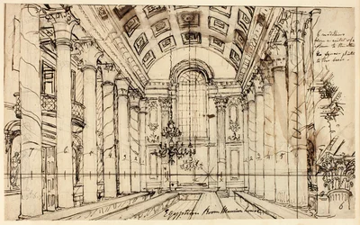 Studie für Egyptian Hall Mansion House, aus Microcosm of London