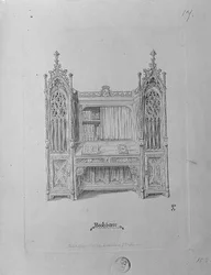 Entwurf für ein gotisches Bücherregal, ca. 1835