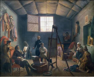 Inneres des Ateliers von Léopold Robert in Rom