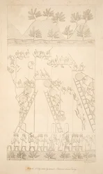 Eine Stadt wird im Sturm erobert - Gefangene werden weggeführt, aus Denkmäler von Ninive, veröffentlicht 1849