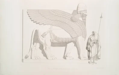 Geflügelter menschenköpfiger Löwe aus Nimrud [Kalhu], 1849